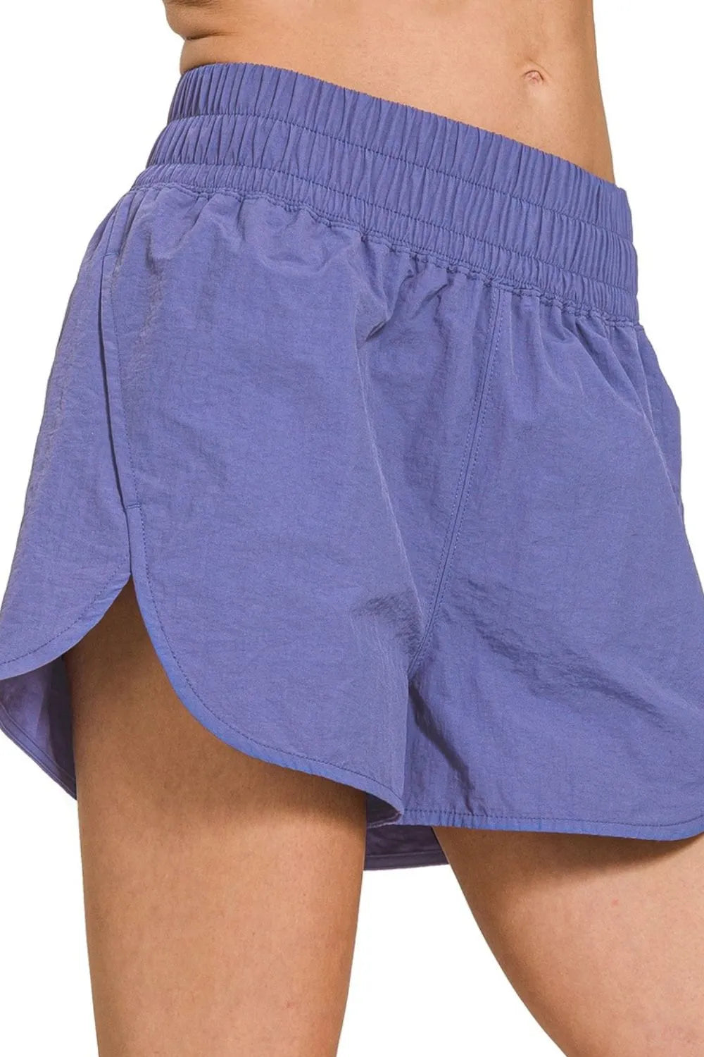 Zenana Marlin Windbreaker Smocked Waistband Running Shorts MARLIN