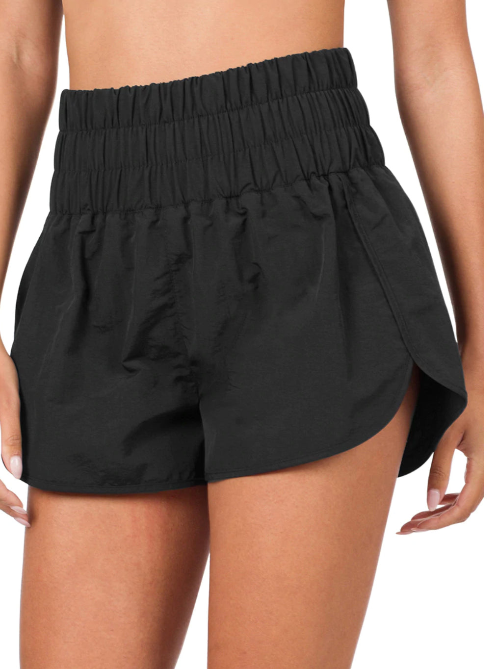 Zenana Smocked Waist Running Shorts Black Shorts