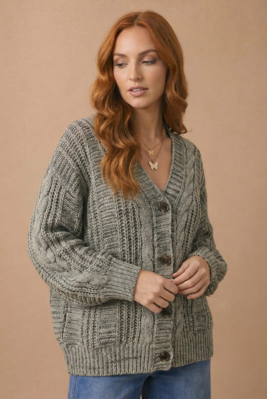 Haptics Beach Bonfire Button Down Cardigan in Olive Cardigans