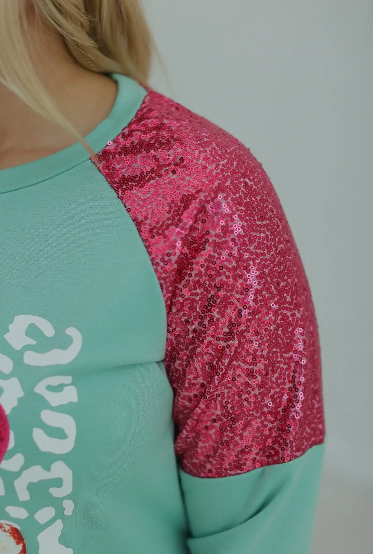 Southern Grace Santa Sequin Mint Sweater Shirts & Tops