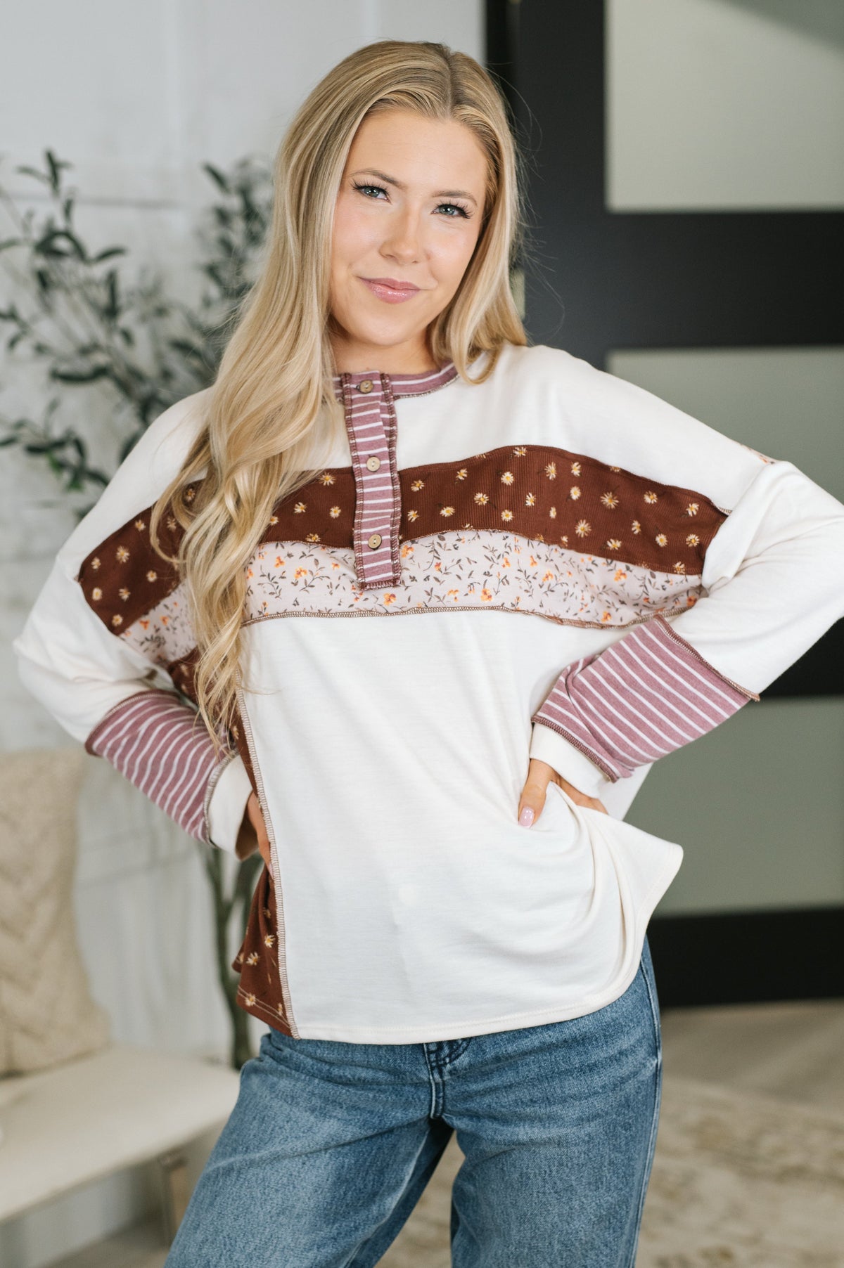 Haptics Brick by Brick Color Block Top Tops