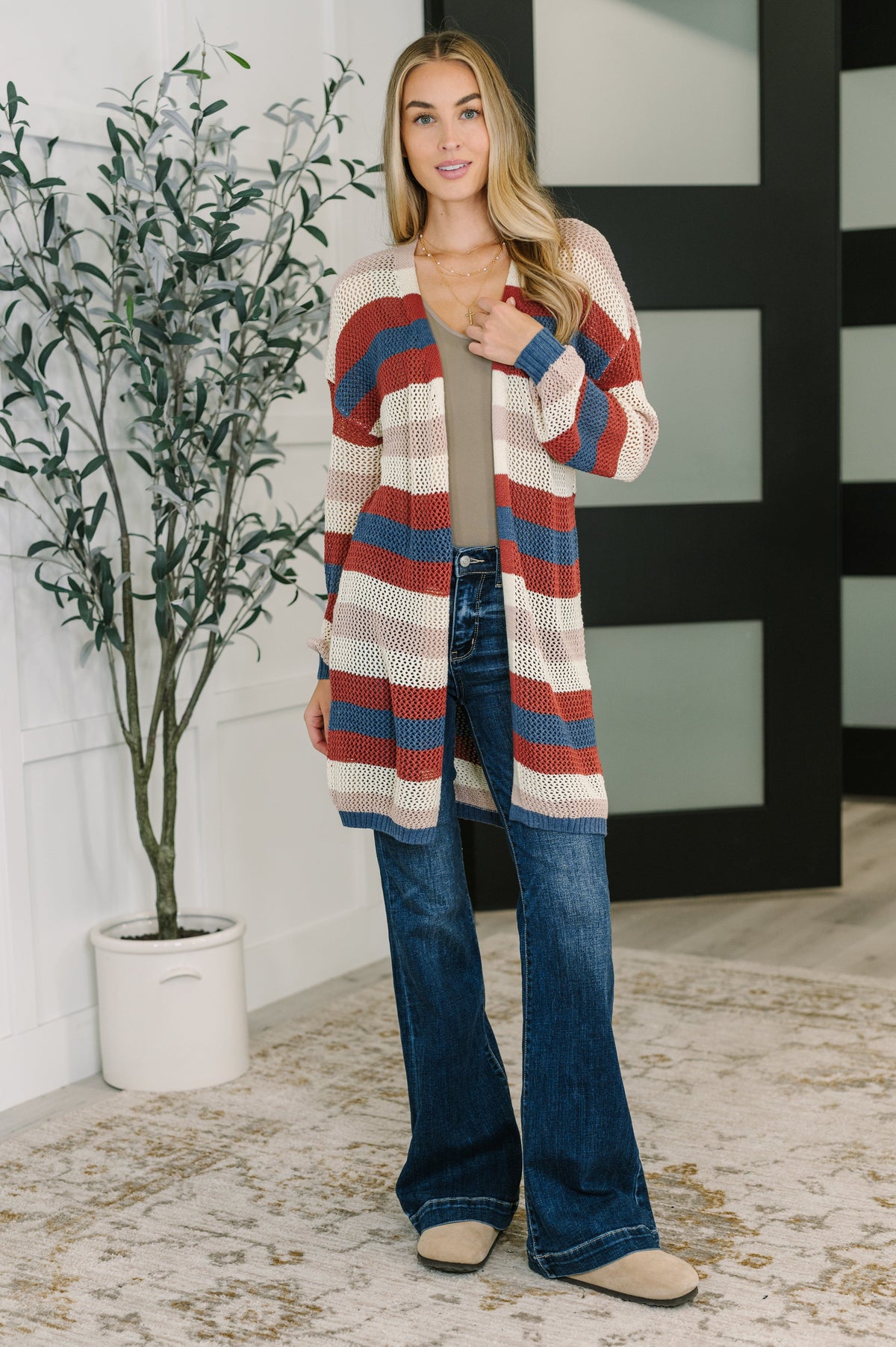Definitely Dapper Striped Knit Cardigan Cardigans