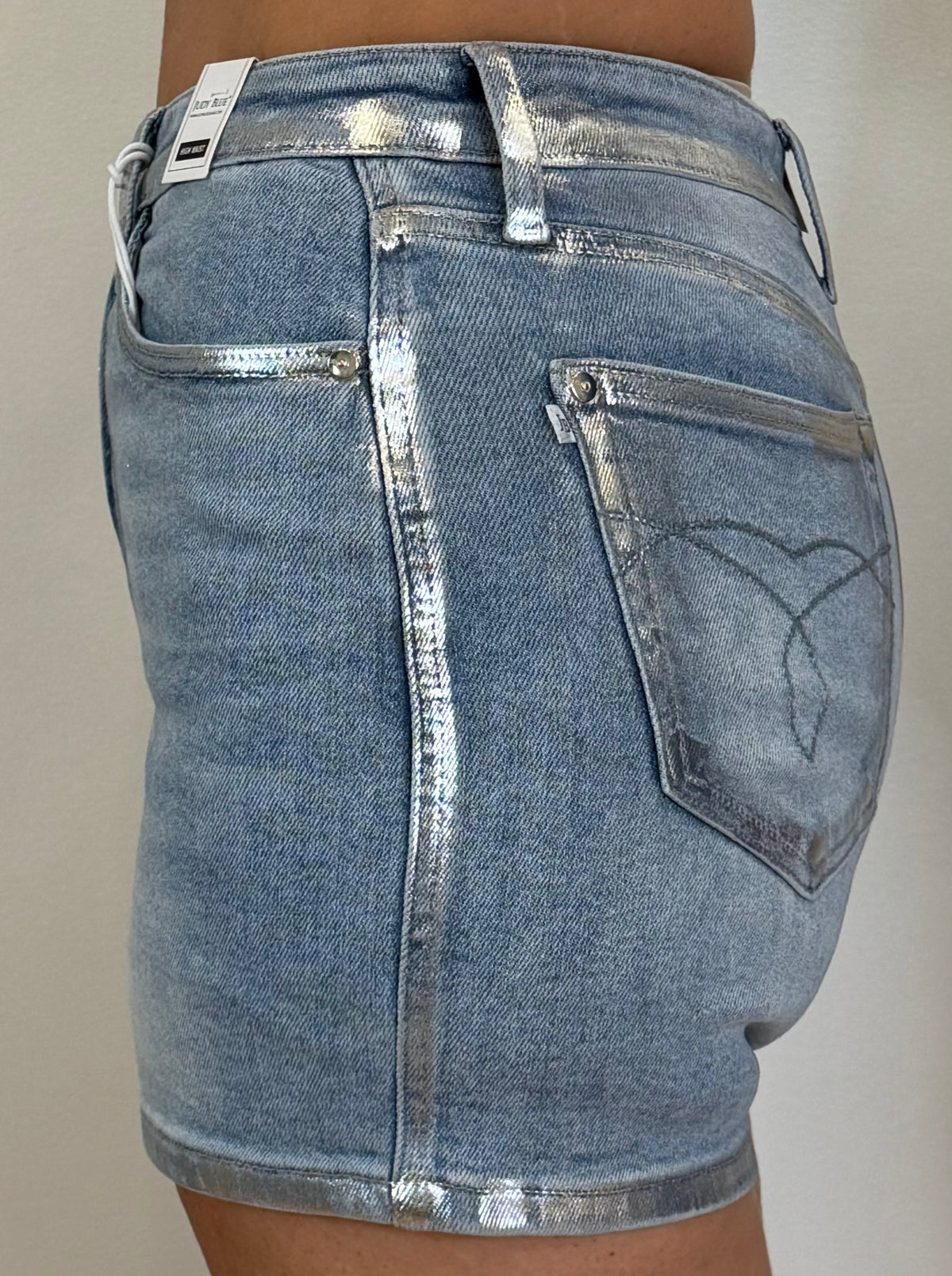 Judy Blue Slim Fit Metallic Seam High-Rise Shorts