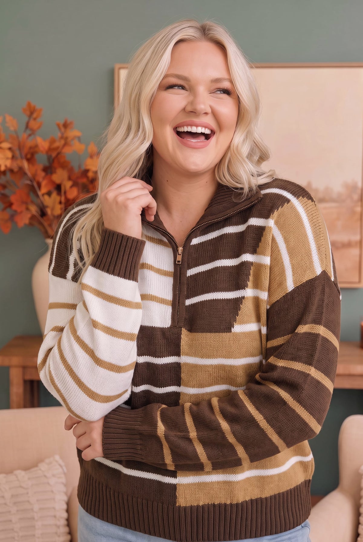 Haptics Prep School Chic Quarter Zip Sweater Sweaters