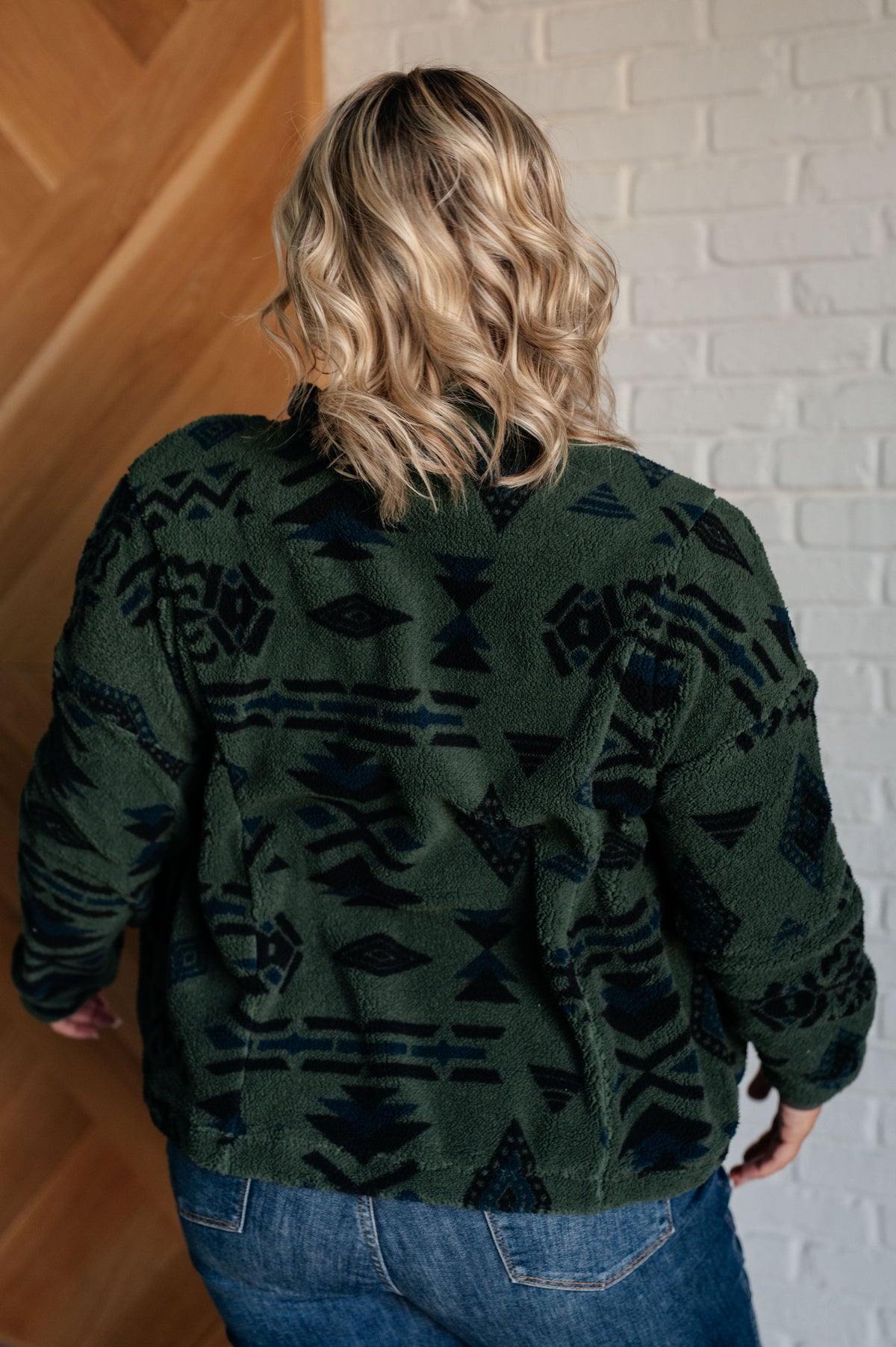 Sew In Love High Perspective Geometric Fleece Jacket Layers