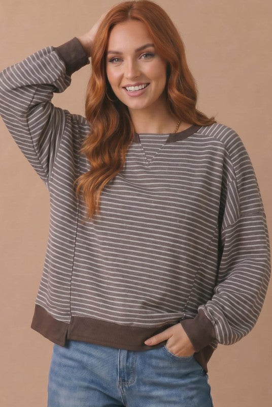 Haptics Crush on You Raglan Pullover in Mocha Sweatshirts