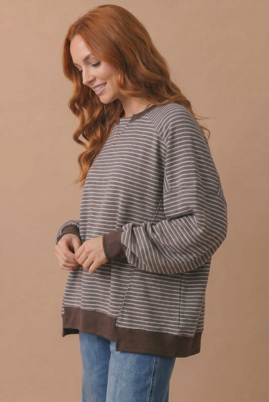 Haptics Crush on You Raglan Pullover in Mocha Sweatshirts