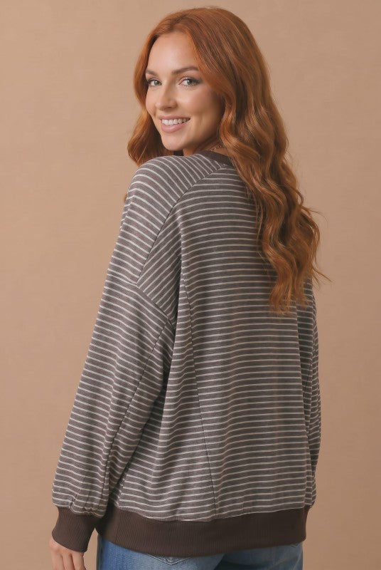Haptics Crush on You Raglan Pullover in Mocha Sweatshirts