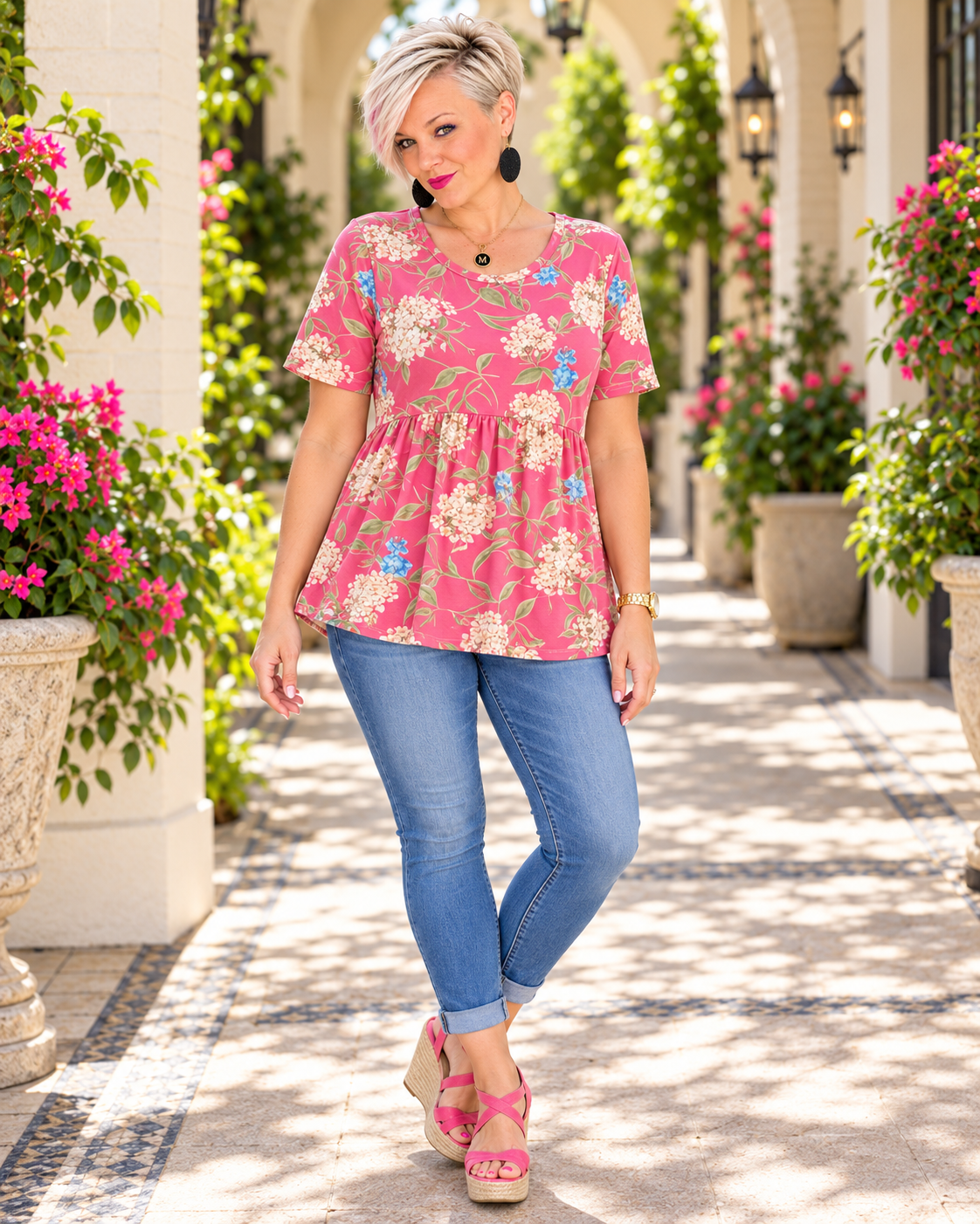Haptics Rosy Daydream Peplum Top