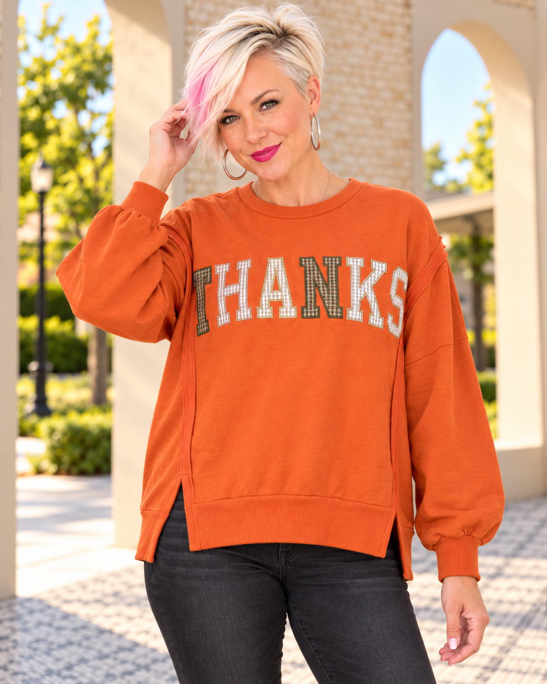 Haptics Give Thanks in Style Pullover L Tops