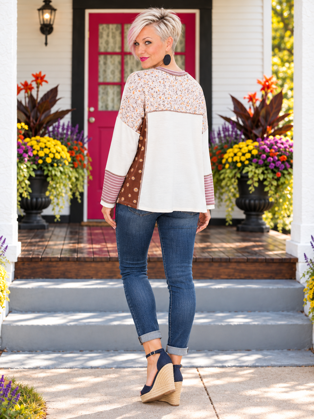 Haptics Brick by Brick Color Block Top Tops