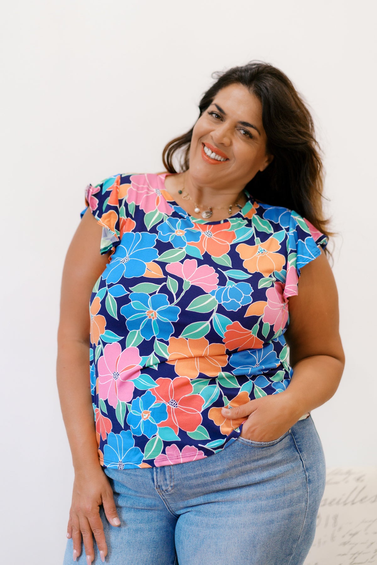 Haptics Bloom Babe Ruffle Sleeve Top