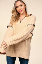 Haptics Wrapped in Grace Knit Sweater in Warm Taupe Tops