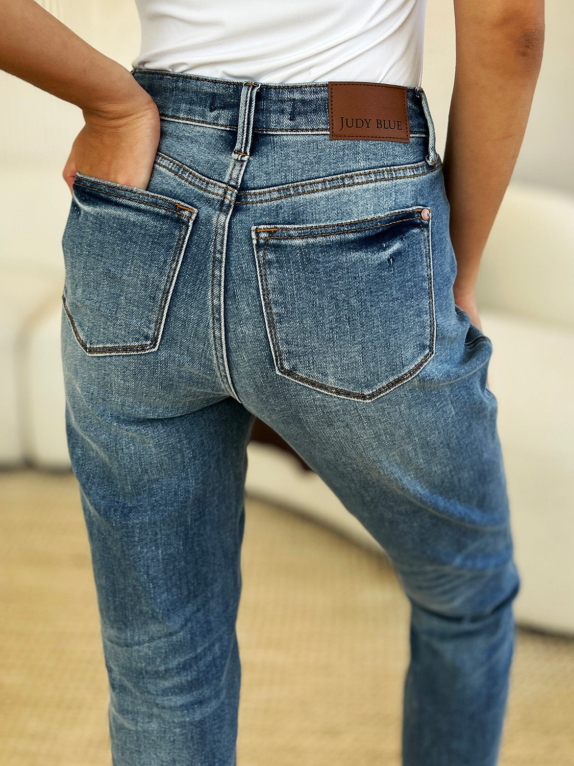 Judy Blue Mid Rise Rigid Magic Release Hem Jeans Pants