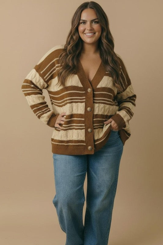 Haptics Stripe a Pose Knit Cardigan