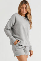 Double Take Quilted Textured Long Sleeve Top and Drawstring Shorts Set in Five Colors Sets
