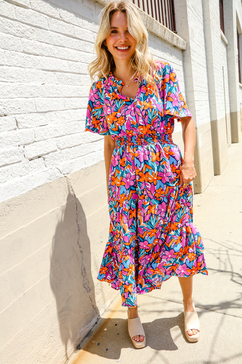 Haptics Fit & Flare Multi Color Floral Maxi Dress