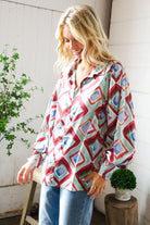 First Love Geometric V Neck Blouse Sale
