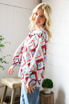 First Love Geometric V Neck Blouse Sale