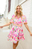 Haptics Rose Floral Print Ric Rack Trim Babydoll Dress 1x