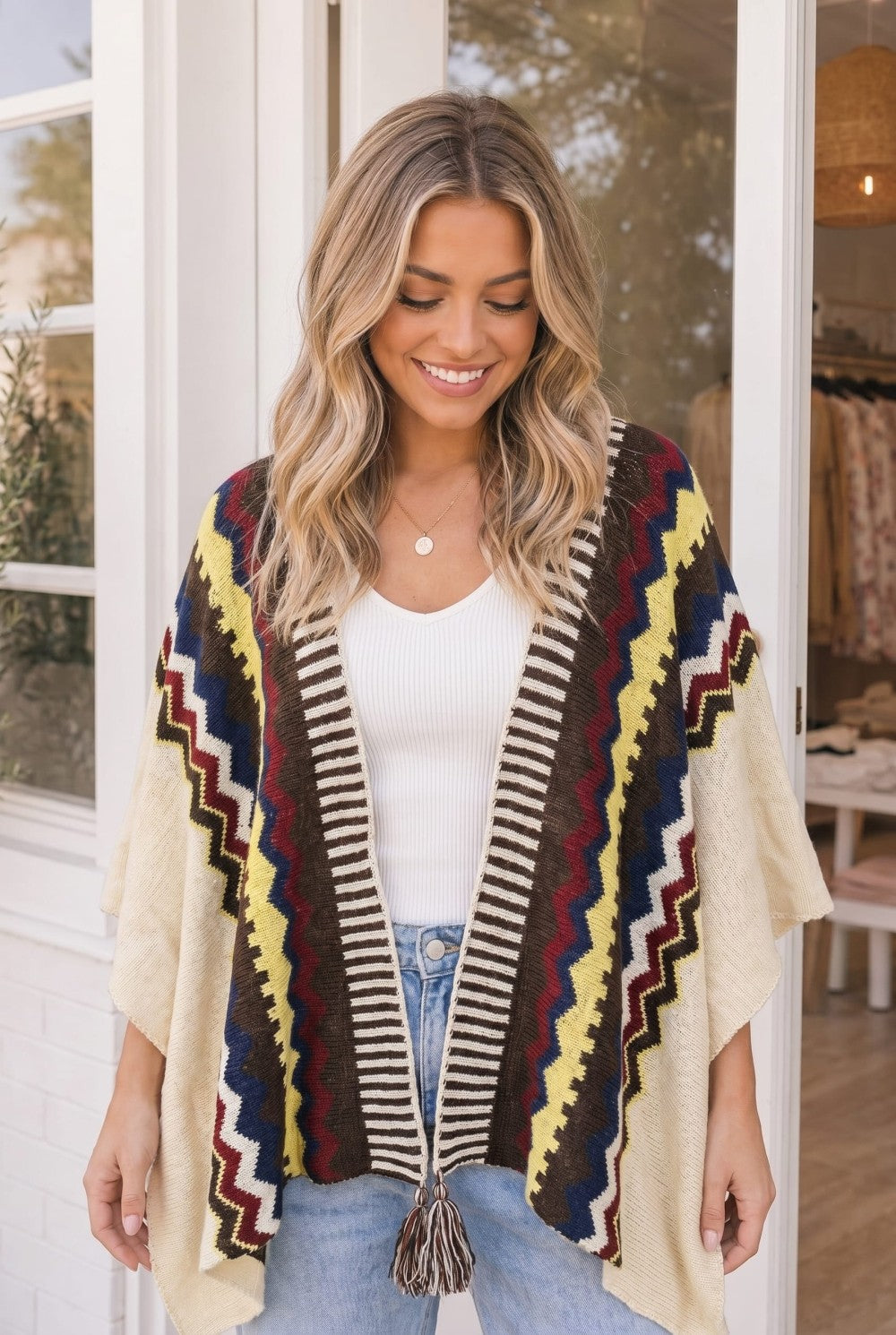 Kye Mi Chilly Nights Kimono Wrap with Tassel Tie ONE SIZE Cardigans