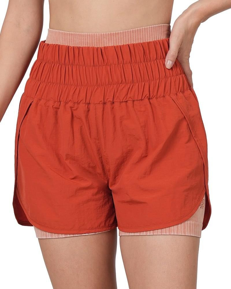 Zenana Smocked Waist Running Shorts Copper Shorts