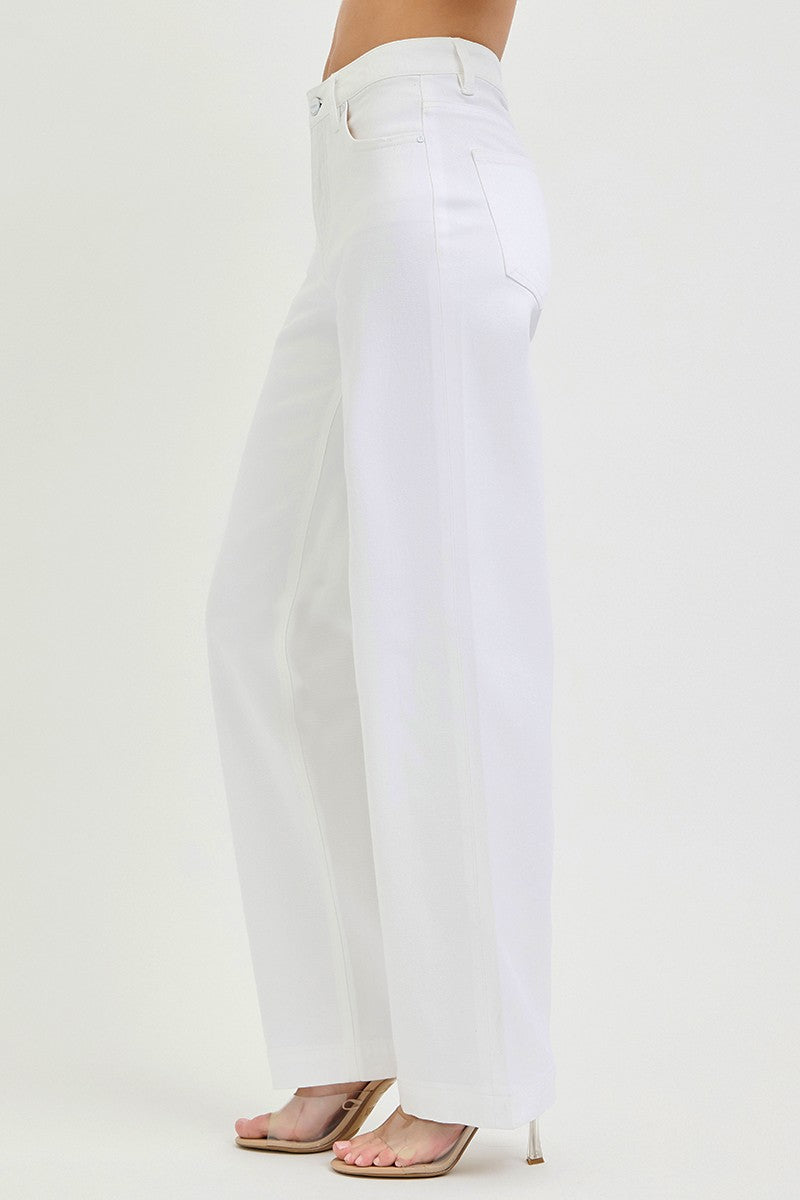 RISEN White High Rise Wide Baggy Pants