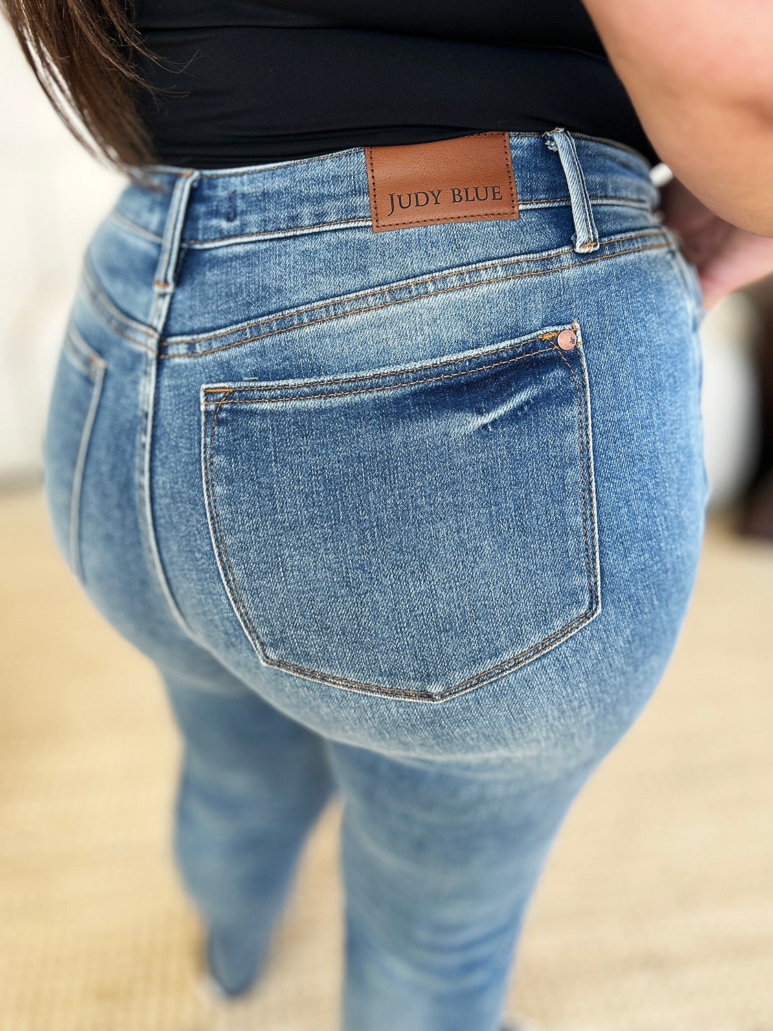 Judy Blue Mid Rise Rigid Magic Release Hem Jeans Pants