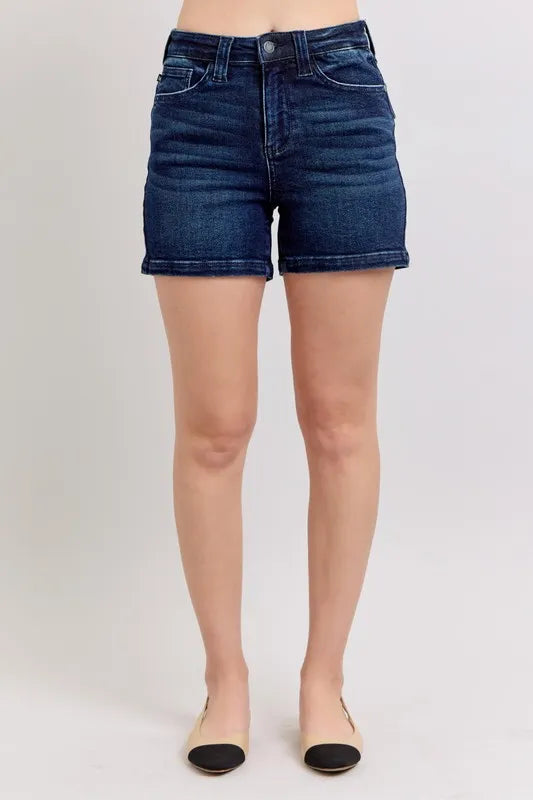 Judy Blue Medium Washed High Waist Back Flap Pocket Denim Shorts