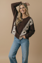 Haptics Darling Daisies Long Sleeve in Brown Tops