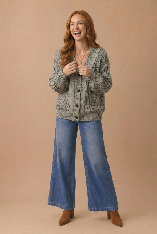 Haptics Beach Bonfire Button Down Cardigan in Olive Cardigans