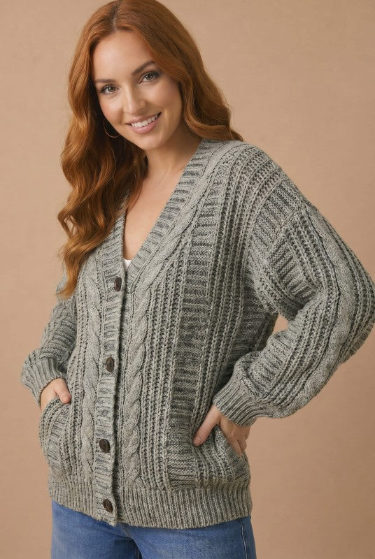 Haptics Beach Bonfire Button Down Cardigan in Olive Cardigans