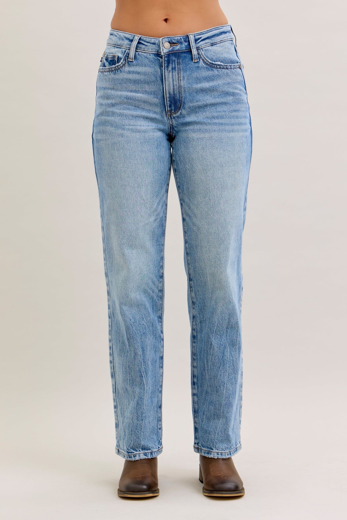 Judy Blue Heather Mid Rise Rigid Magic Straight Womens