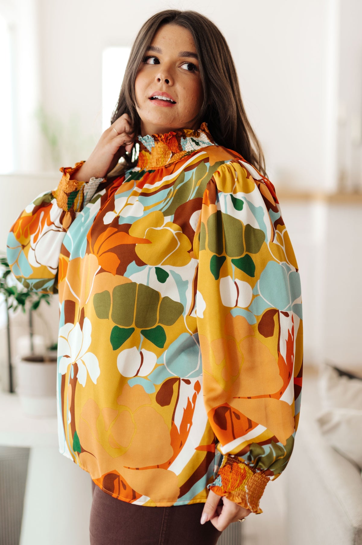 Jodifl All Together Now Mock Neck Blouse Tops