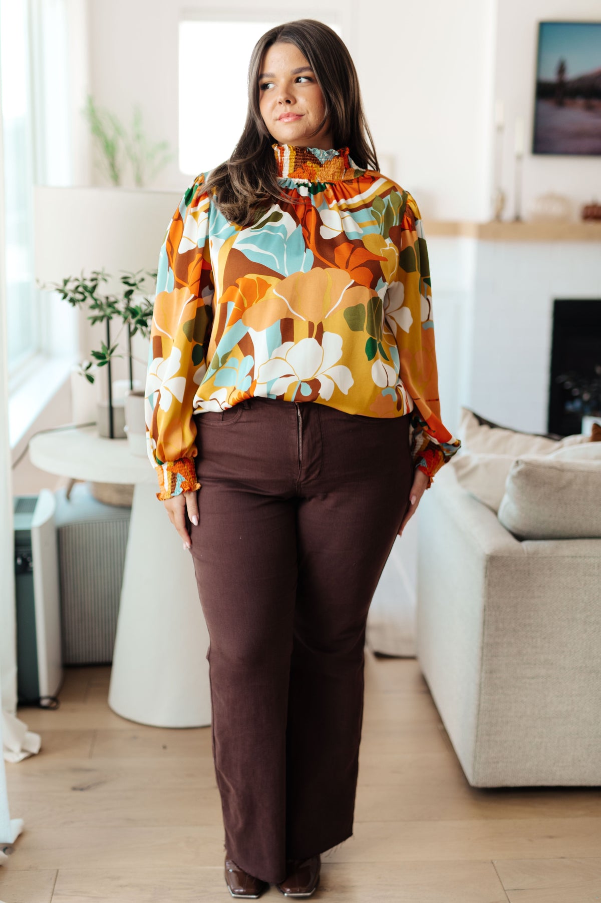 Jodifl All Together Now Mock Neck Blouse Tops