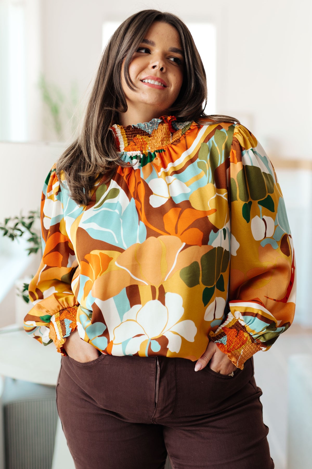 Jodifl All Together Now Mock Neck Blouse Tops