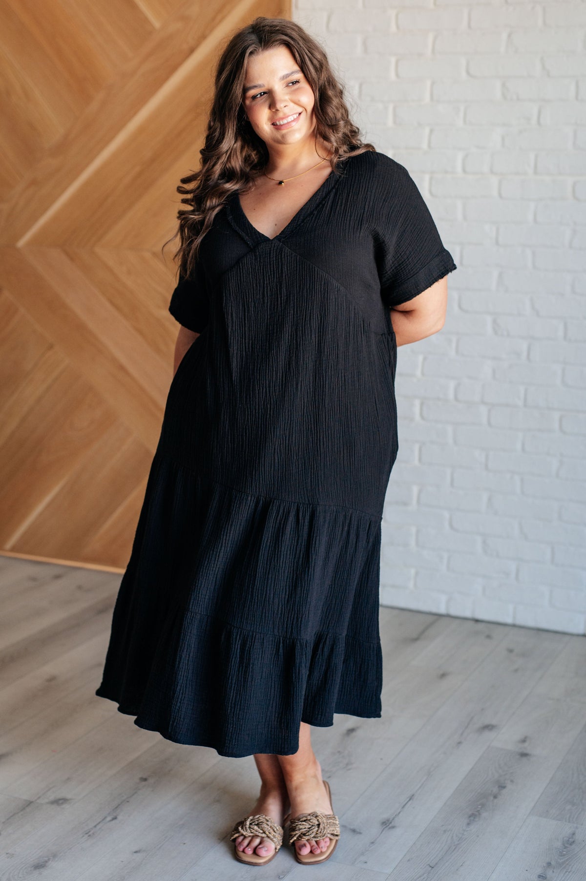 Very J Always Learning Dolman Sleeve Dress in Black Dresses