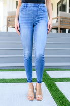 Judy Blue Amanda High Rise Pull on Release Hem Skinny Jeans Denim