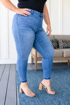 Judy Blue Amanda High Rise Pull on Release Hem Skinny Jeans Denim