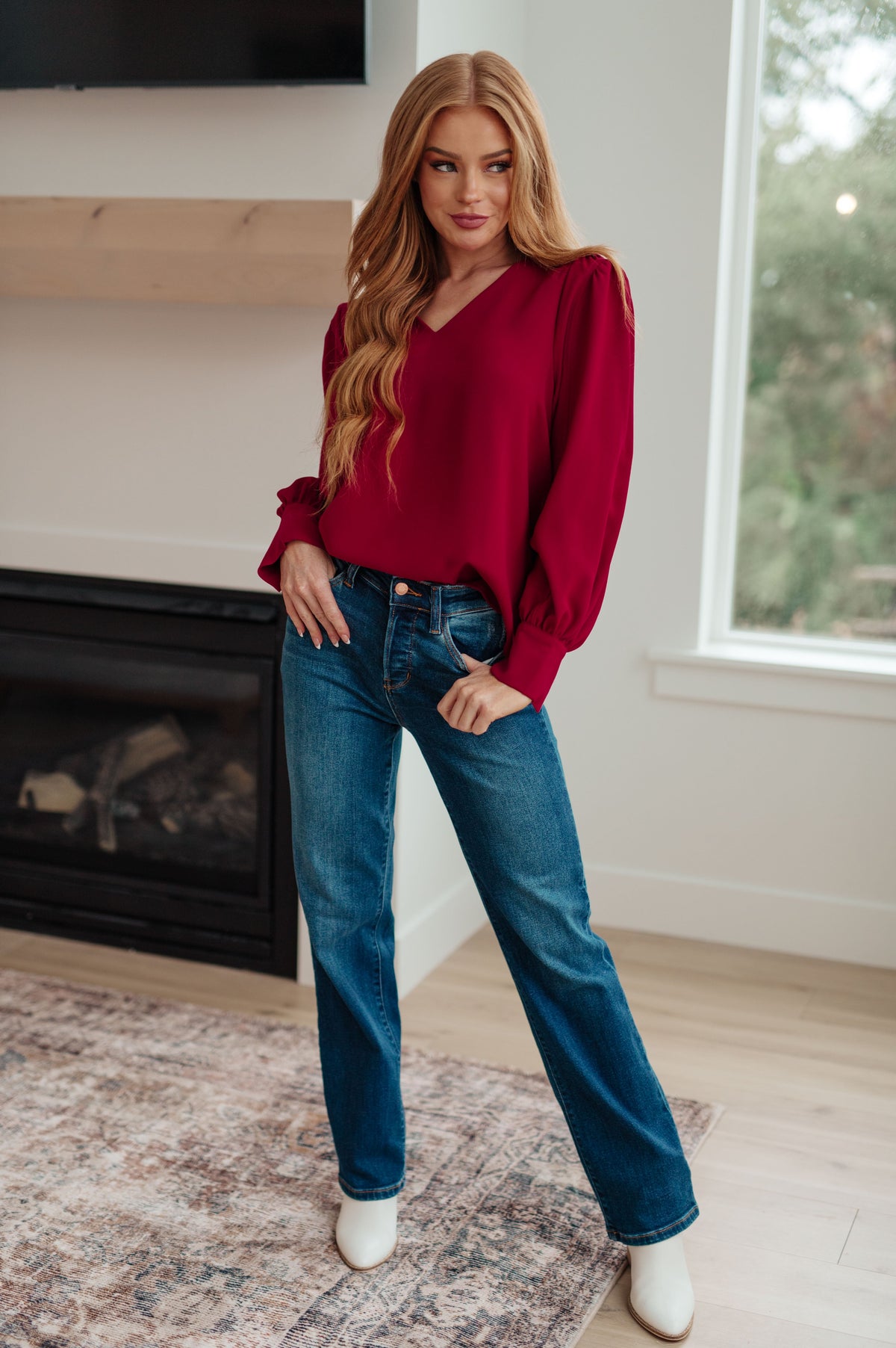 Jodifl Back in Business V-Neck Blouse Blouses