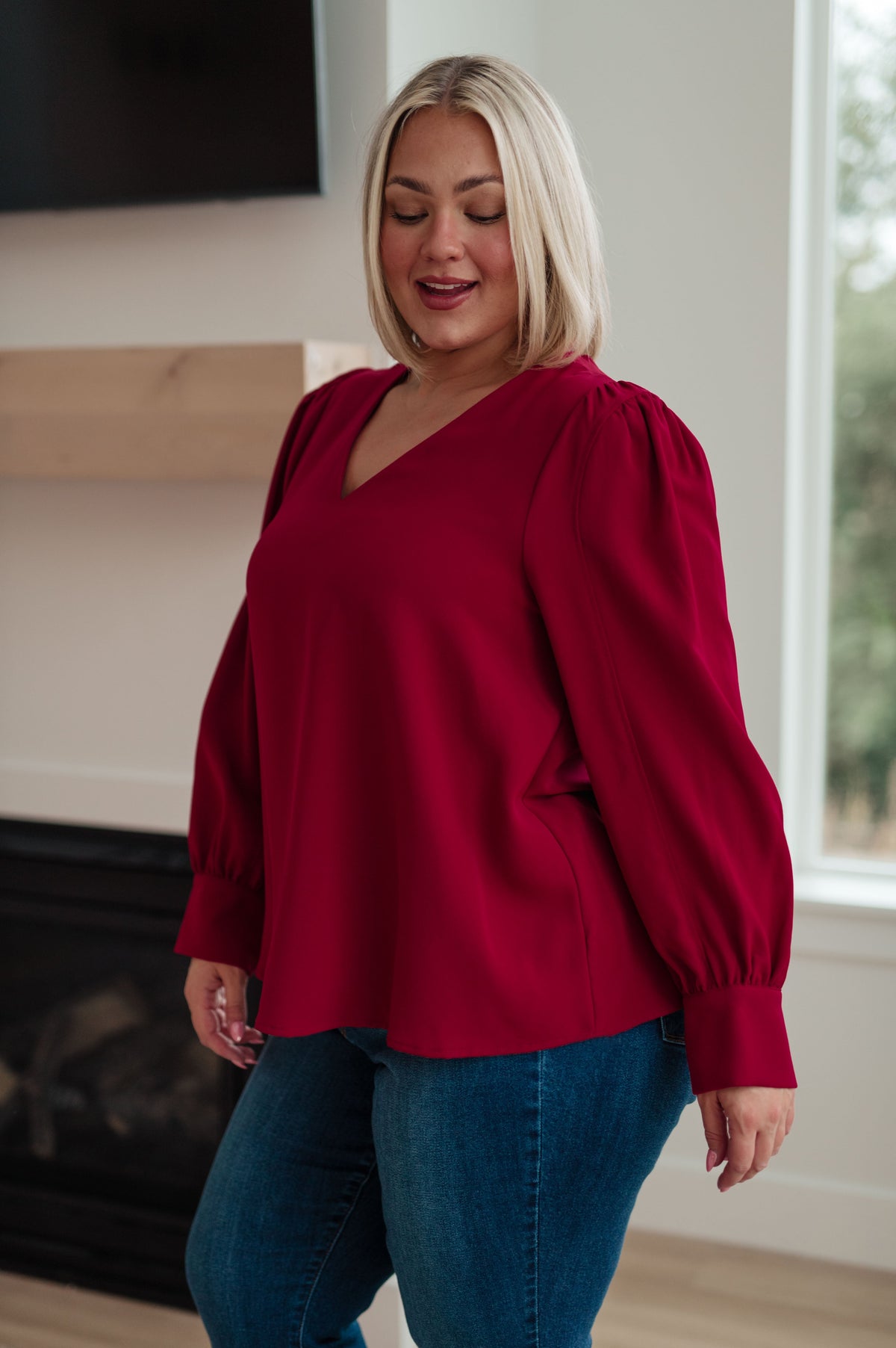 Jodifl Back in Business V-Neck Blouse Blouses