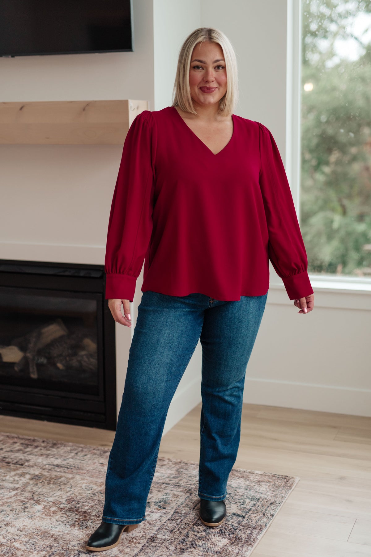 Jodifl Back in Business V-Neck Blouse Blouses