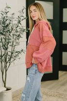 POL Balloon Sleeve Cut Sew Sweater Knit Top in Mauve Womens