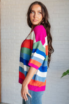 BiBi Bold Flirt Multi Color Stripe Button Down Cardigan Cardigan