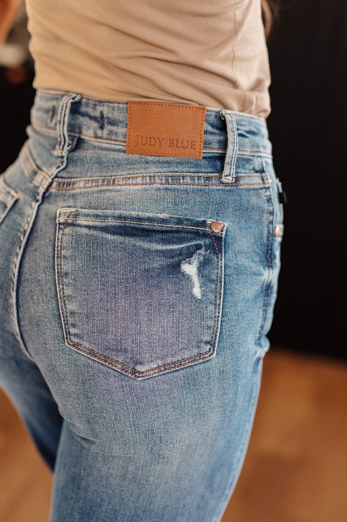 Judy Blue Bree High Rise Tummy Control Distressed Straight Jeans Apparel & Accessories