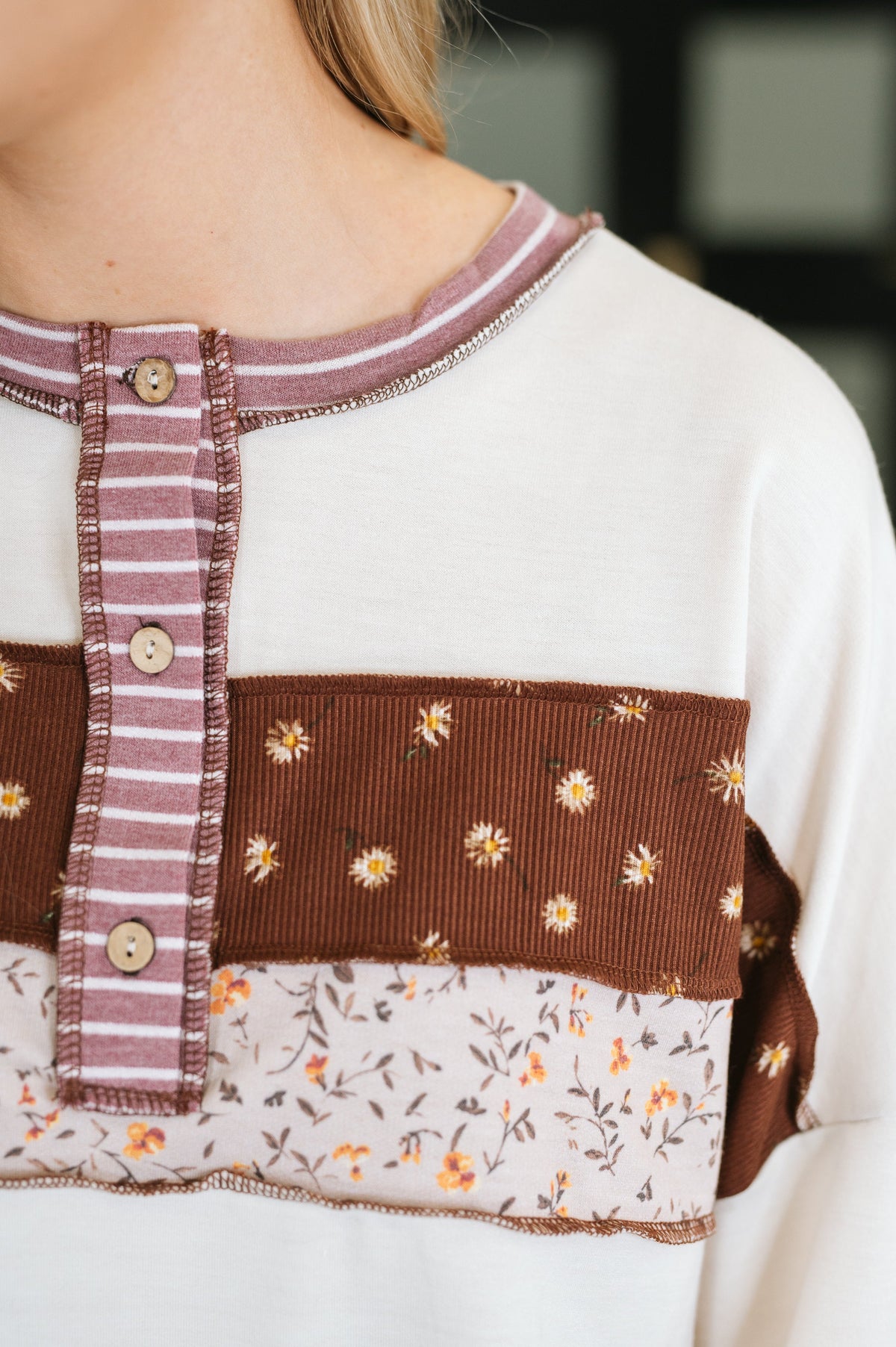 Haptics Brick by Brick Color Block Top Tops