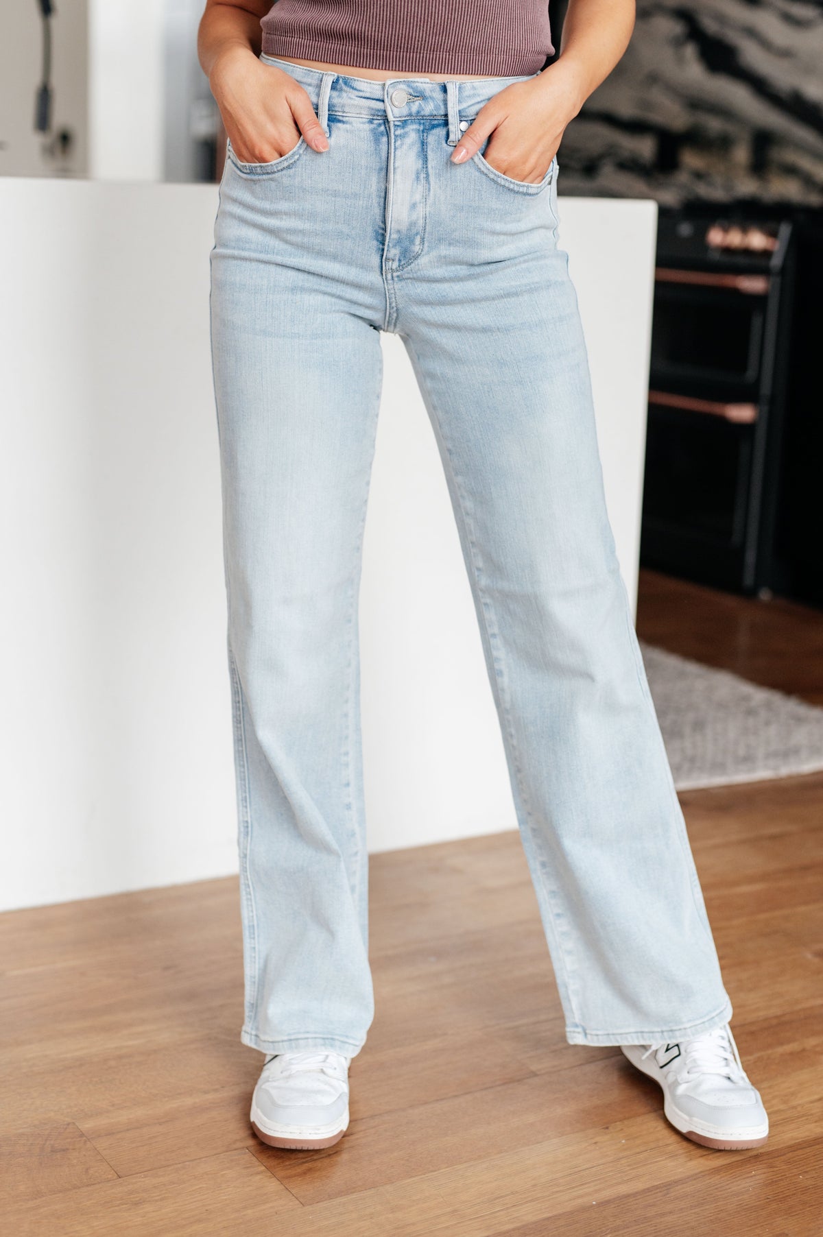 Judy Blue Brooke High Rise Tummy Control Top Vintage Wash Straight Jeans 24W Jeans