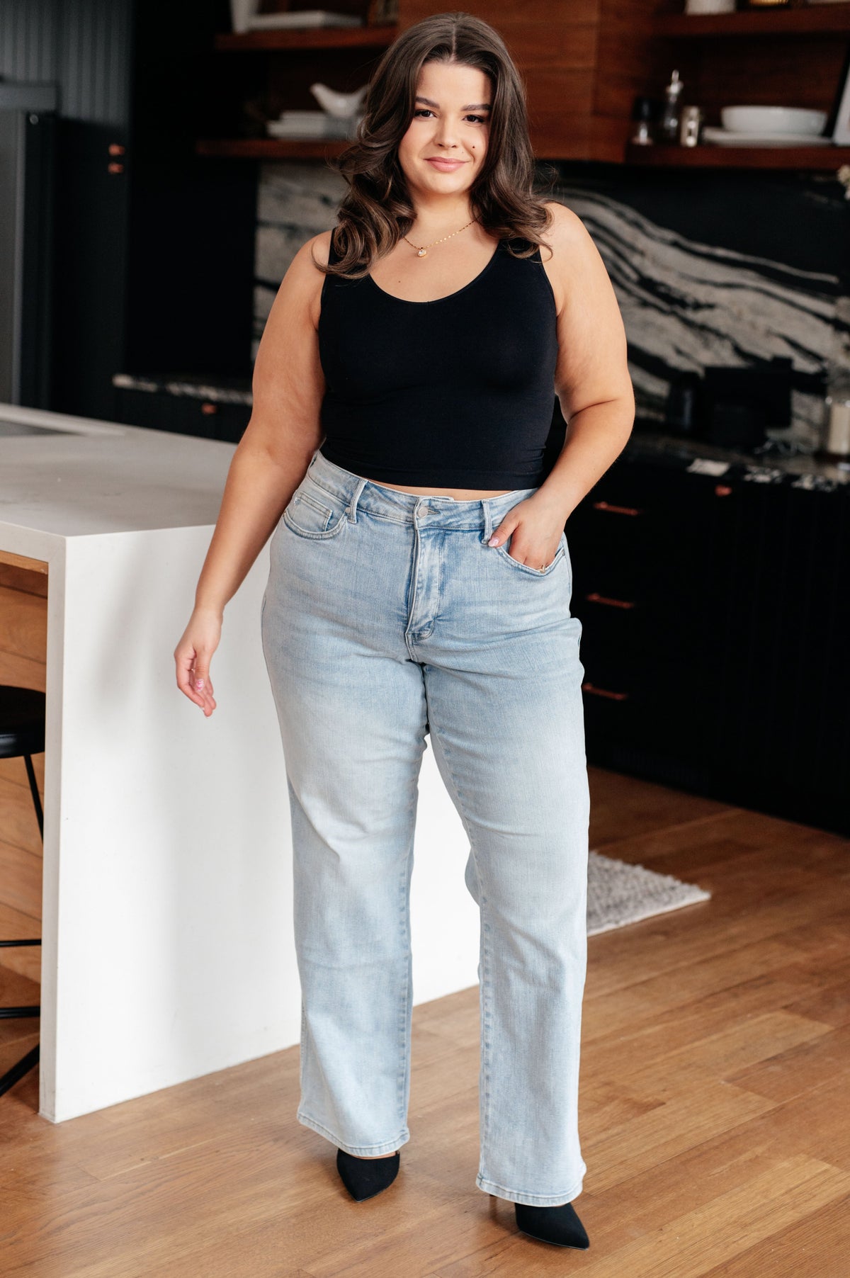 Judy Blue Brooke High Rise Tummy Control Top Vintage Wash Straight Jeans Jeans