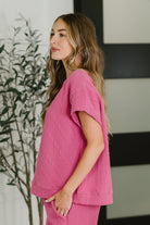 See and be Seen Can't Quit You Drop Shoulder Top in Magenta Womens