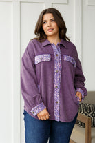White Birch Chaos of Sequins Shacket in Purple Shirts & Tops